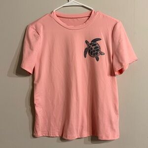 SHEIN Pink T-Shirt with Turtle Design
